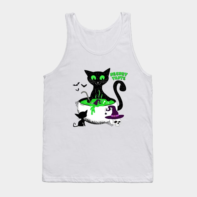 The Black Cat and His Secret Tank Top by createe